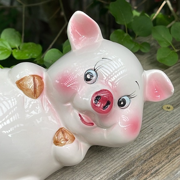 Vintage Ceramic Pig Piggy Bank Figurine - Picture 2 of 10
